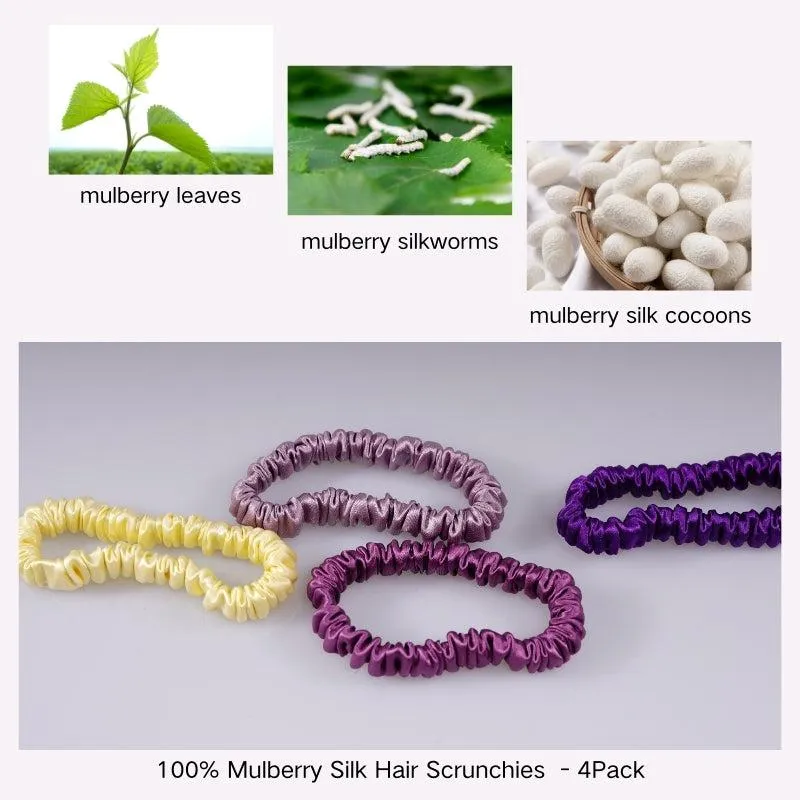 4 Pack Skinny Silk Scrunchies - Noble - dropshipping