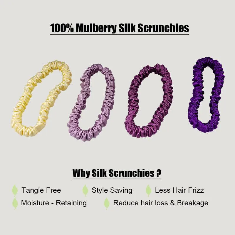 4 Pack Skinny Silk Scrunchies - Noble - dropshipping