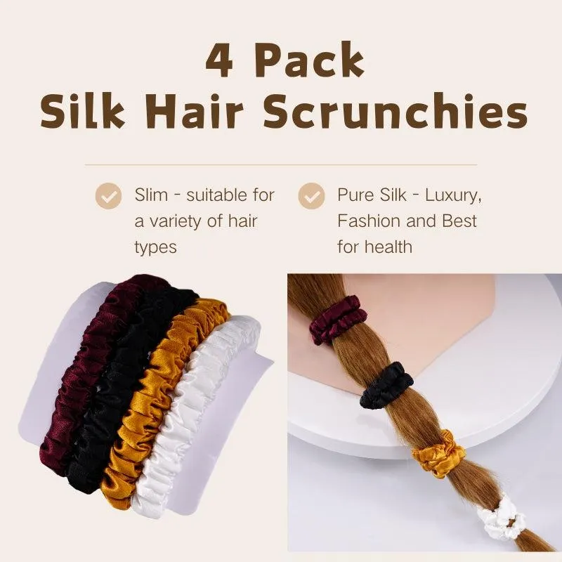 4 Pack Skinny Silk Scrunchies - Vitality - dropshipping