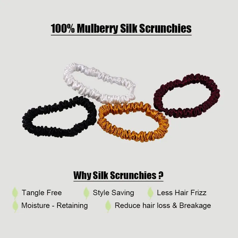 4 Pack Skinny Silk Scrunchies - Vitality - dropshipping