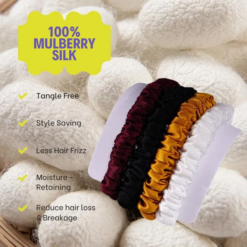 4 Pack Skinny Silk Scrunchies - Vitality - dropshipping