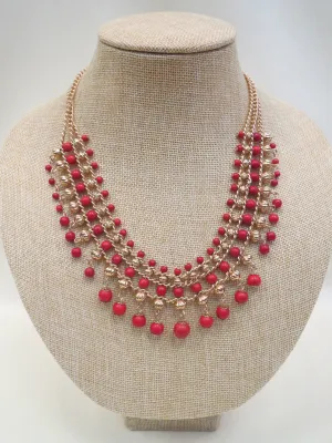 ADO | Red Beads & Gold Chain Necklace