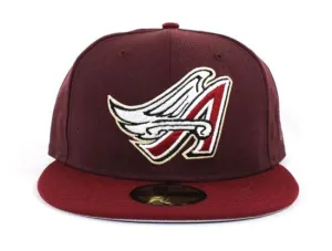 Anaheim Angels 59FIFTY New Era Fitted Hat (Air Jordan Retro 6 Burgundy Maroon Black Champagne Gray Under Brim)