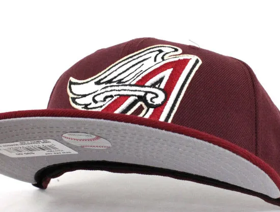 Anaheim Angels 59FIFTY New Era Fitted Hat (Air Jordan Retro 6 Burgundy Maroon Black Champagne Gray Under Brim)
