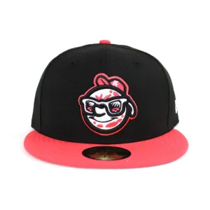 Asheville Tourists New Era 5950 Fitted Hats (Black Lava Red Gray Under Brim)