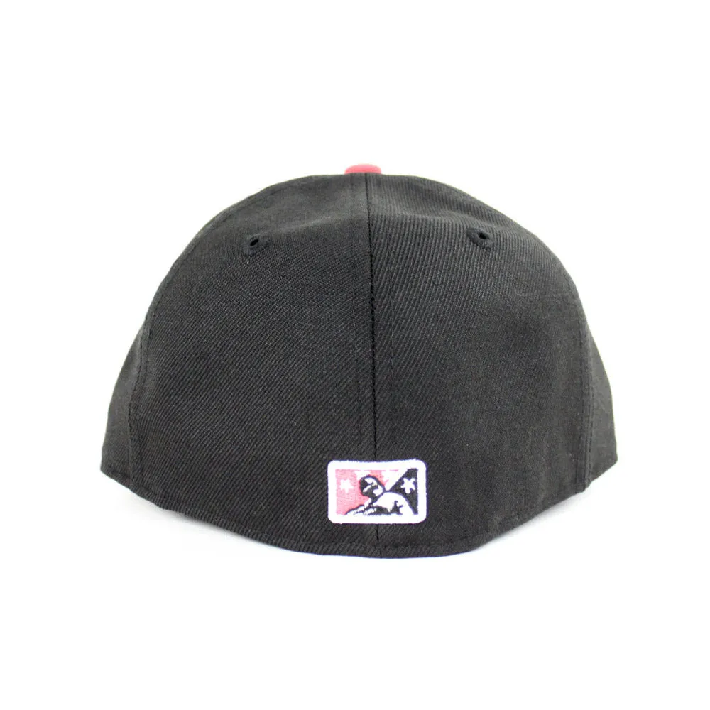 Asheville Tourists New Era 5950 Fitted Hats (Black Lava Red Gray Under Brim)