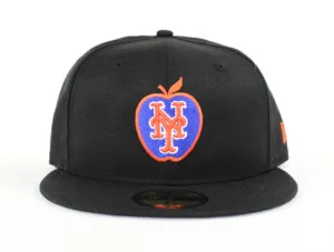 Big Apple New York Mets New Era 59Fifty Fitted Hats (Black Gray Under Brim)