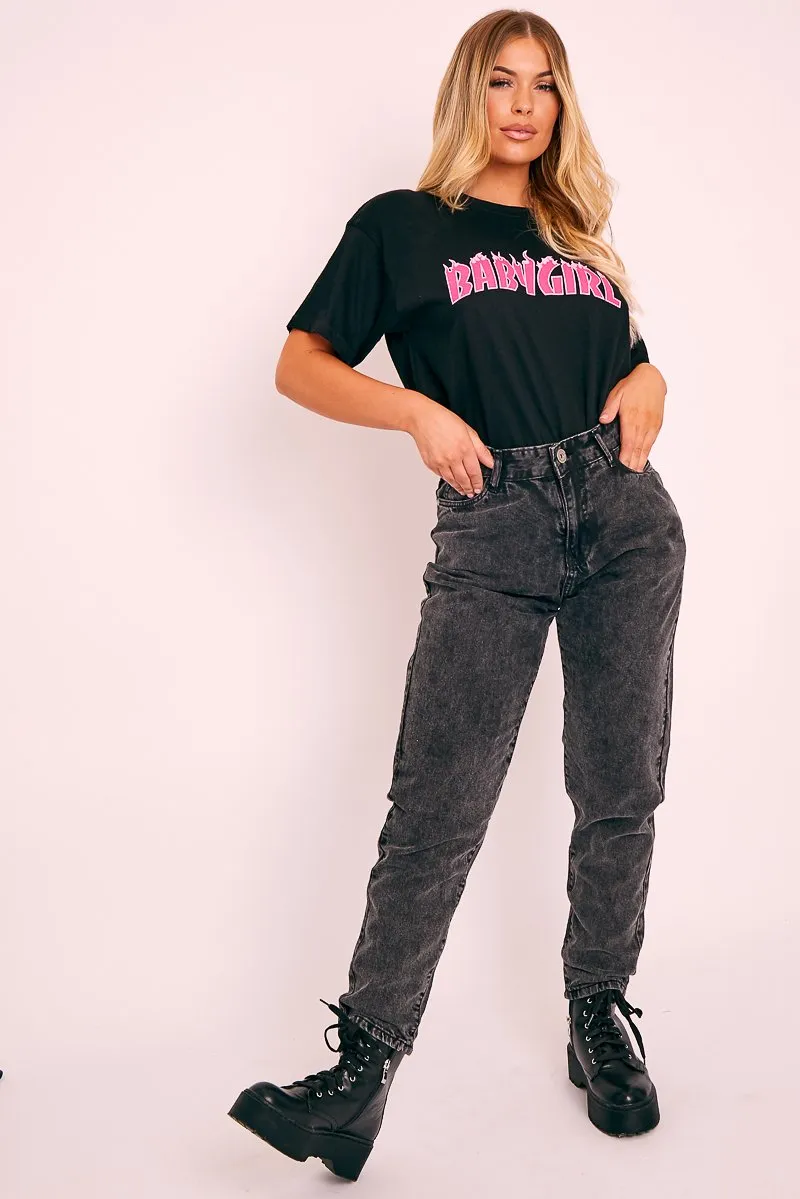 Black Baby Girl Pink Flames T-shirt - Zeila