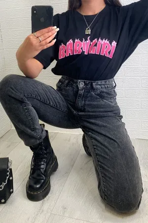 Black Baby Girl Pink Flames T-shirt - Zeila
