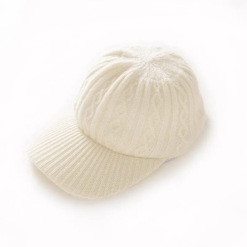 Cashmere Cable Knit Baseball Cap Cashmere Knitted Hats One Size
