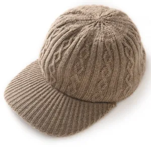 Cashmere Cable Knit Baseball Cap Cashmere Knitted Hats One Size