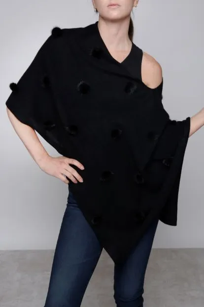 Cashmere Mink Fur Poms Topper