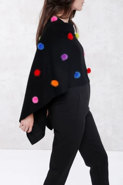 Cashmere Mink Fur Poms Topper
