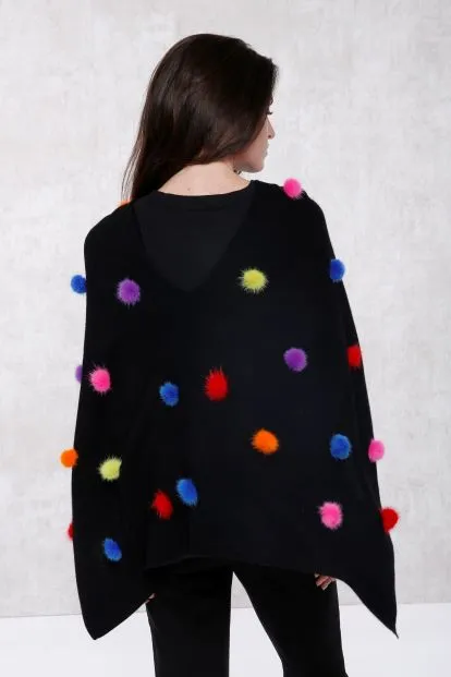 Cashmere Mink Fur Poms Topper