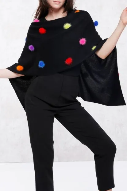 Cashmere Mink Fur Poms Topper