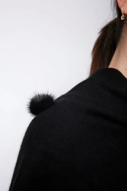 Cashmere Mink Fur Poms Topper