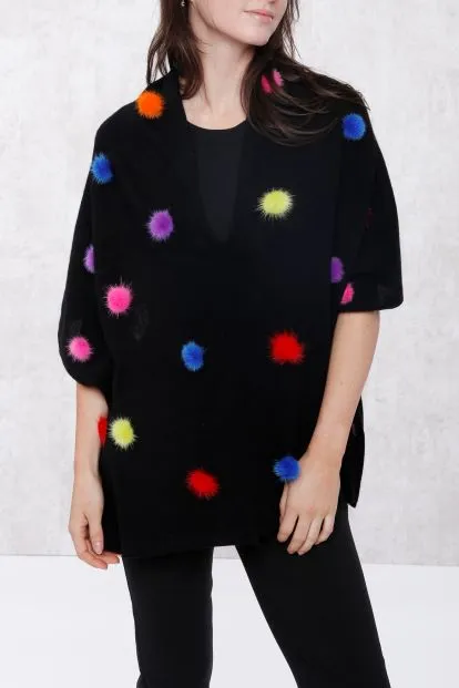 Cashmere Mink Fur Poms Topper