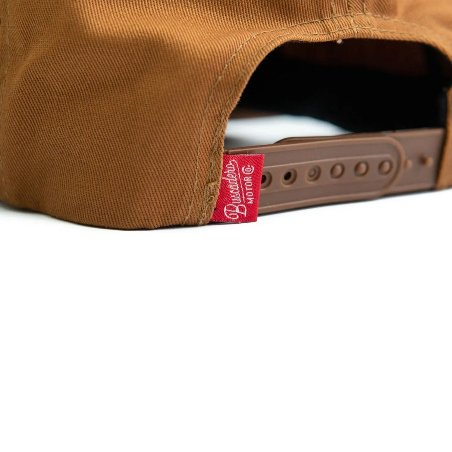 ‘Checker Moto’ Unstructured 5 panel Hat - Camel
