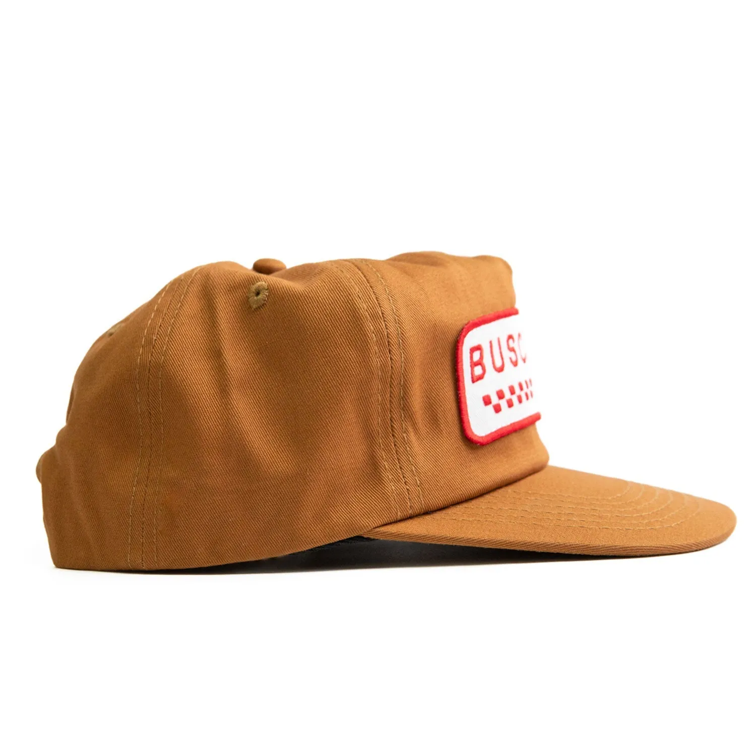 ‘Checker Moto’ Unstructured 5 panel Hat - Camel