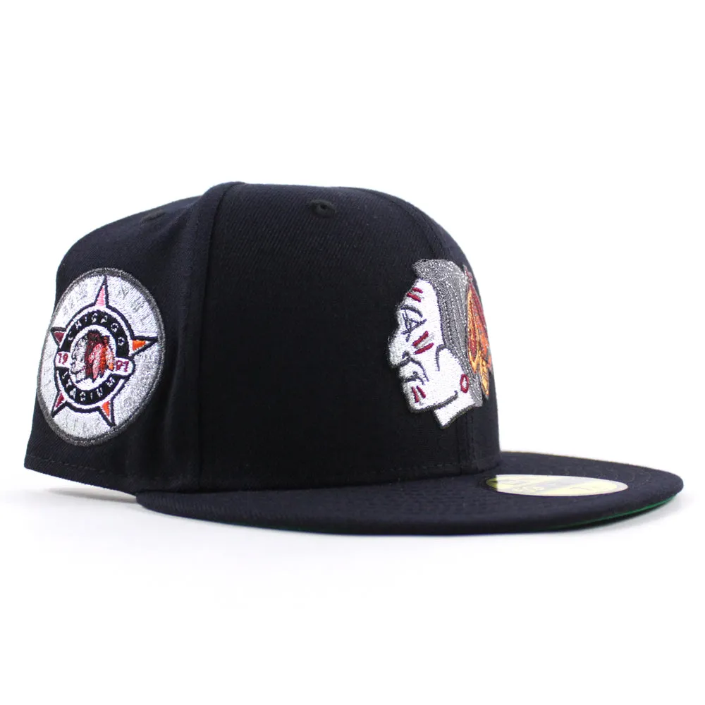 Chicago Blackhawks 1921 Stadium New Era 59Fifty Fitted Hat (Navy Green Under brim)
