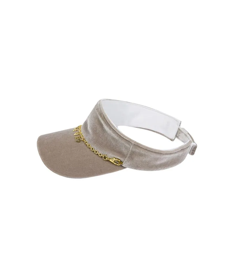 CREVE NINE: Velvet Chain Visor - Beige