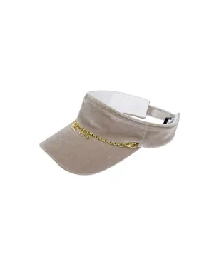 CREVE NINE: Velvet Chain Visor - Beige
