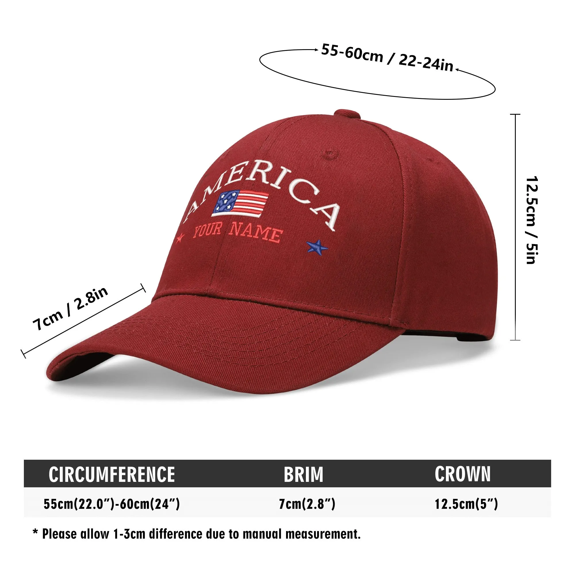 Customizable Name American Embroidered Baseball Cap