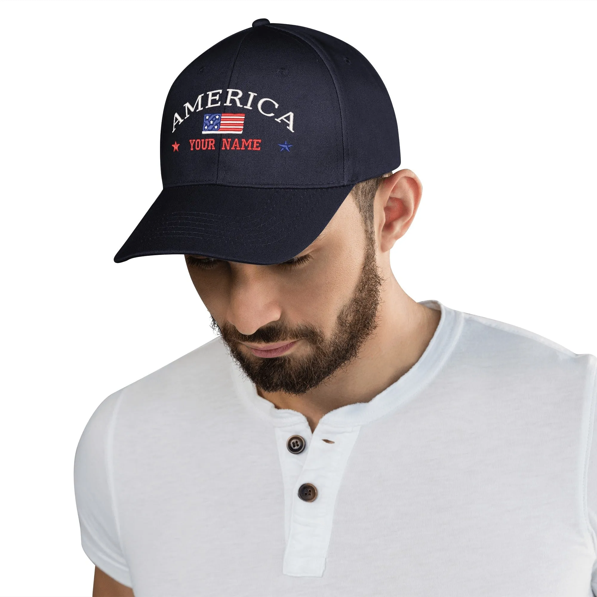 Customizable Name American Embroidered Baseball Cap