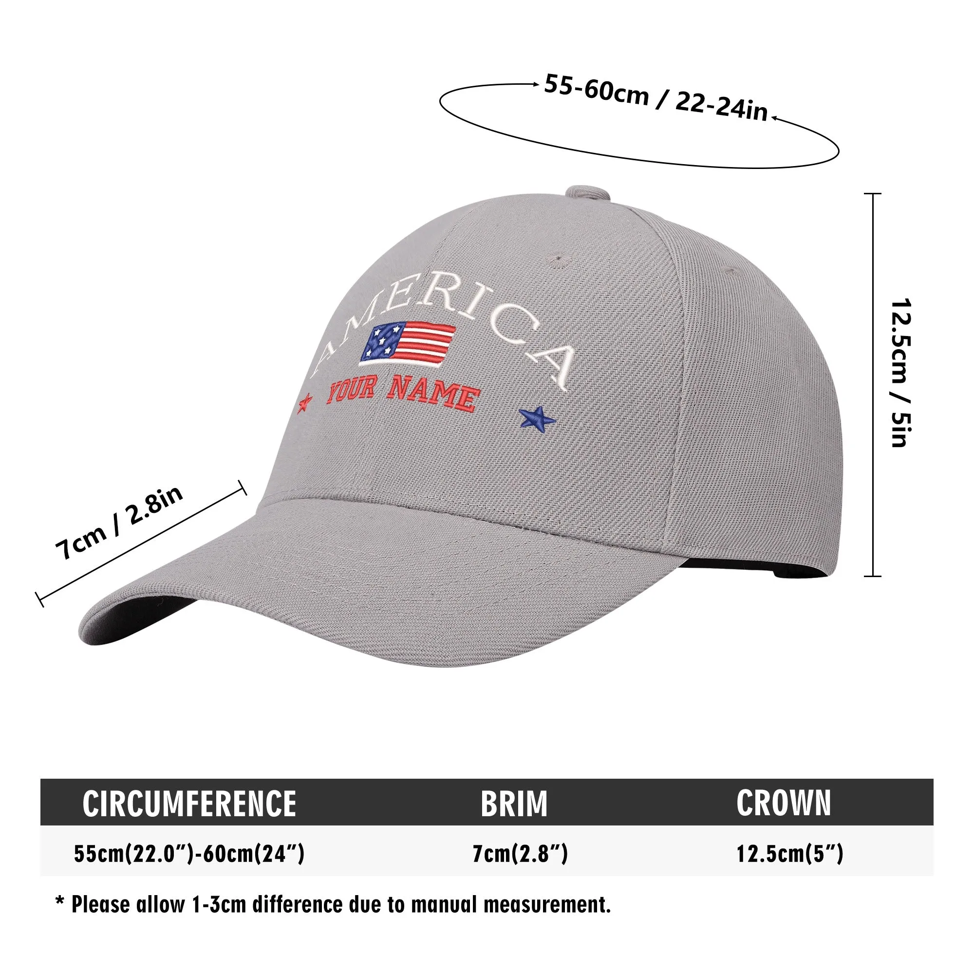 Customizable Name American Embroidered Baseball Cap