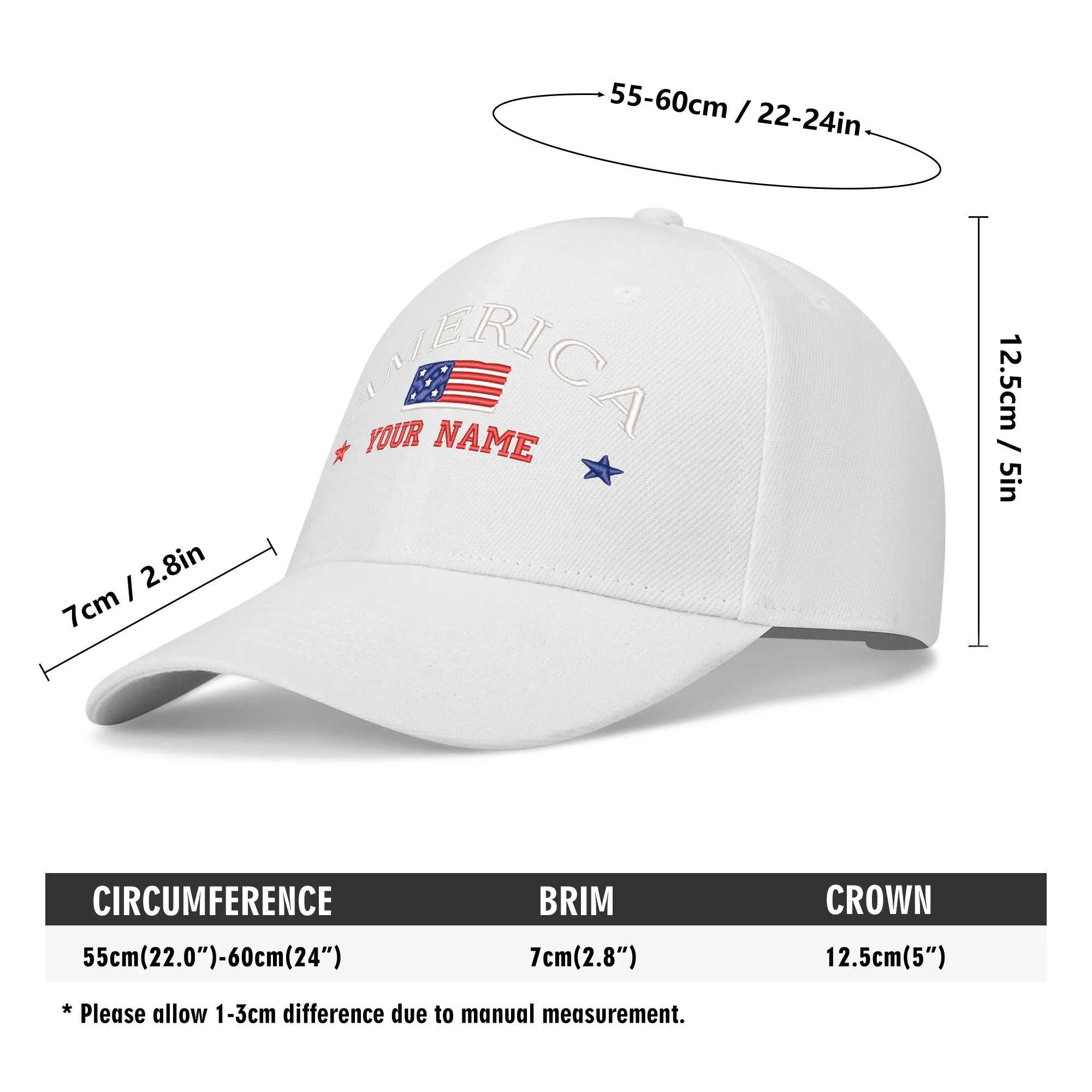 Customizable Name American Embroidered Baseball Cap