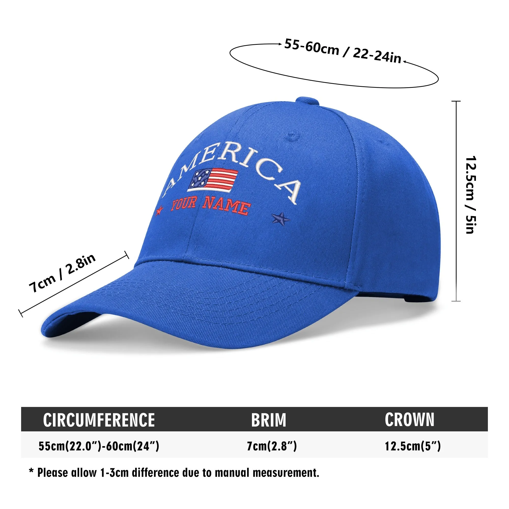 Customizable Name American Embroidered Baseball Cap