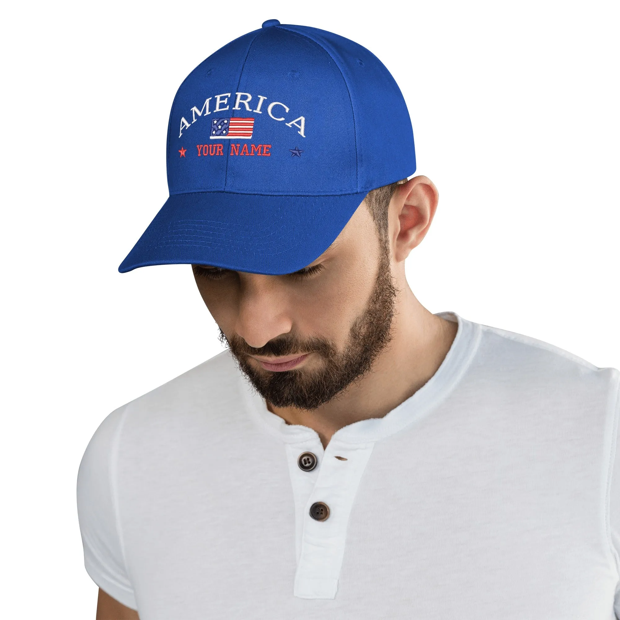 Customizable Name American Embroidered Baseball Cap