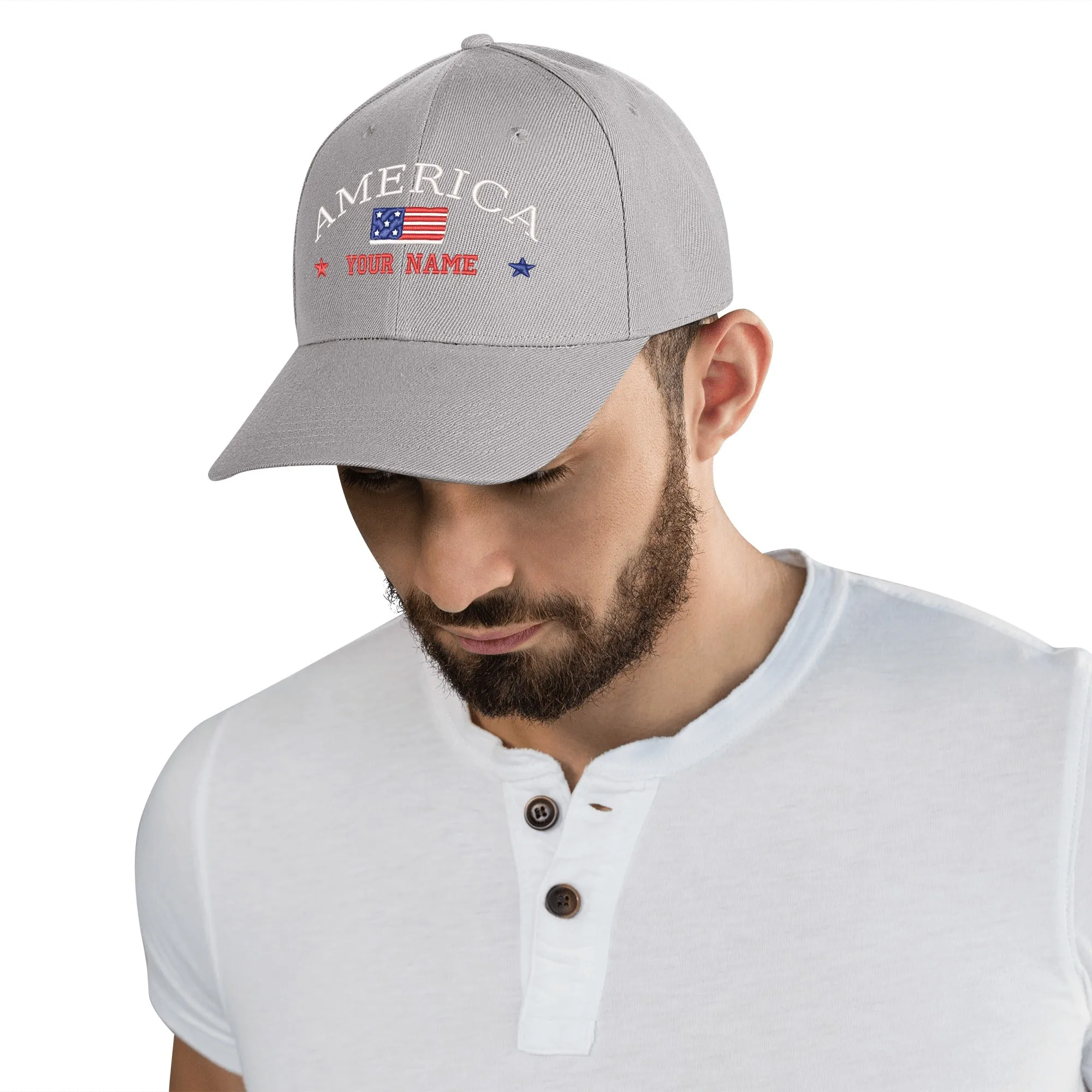 Customizable Name American Embroidered Baseball Cap