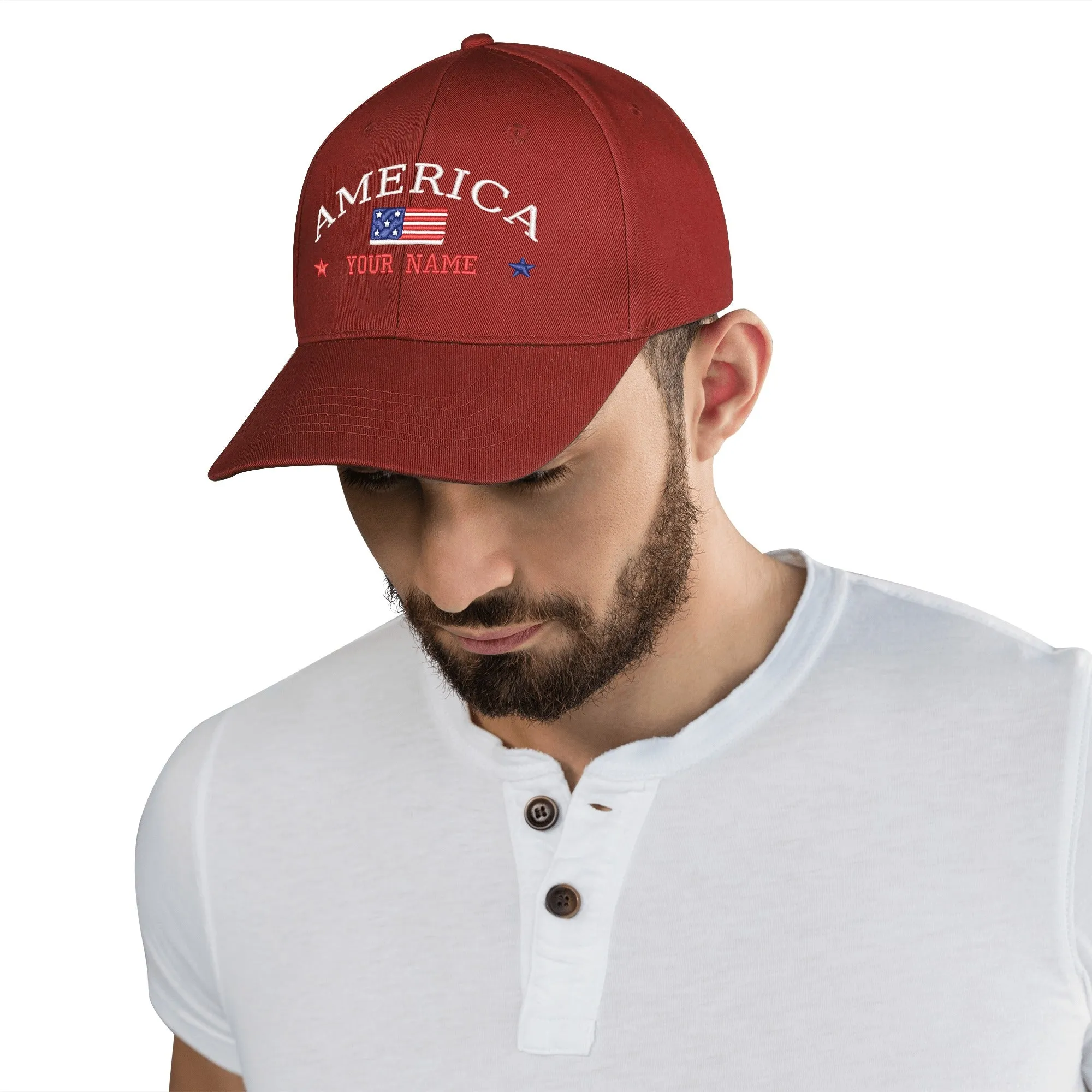 Customizable Name American Embroidered Baseball Cap