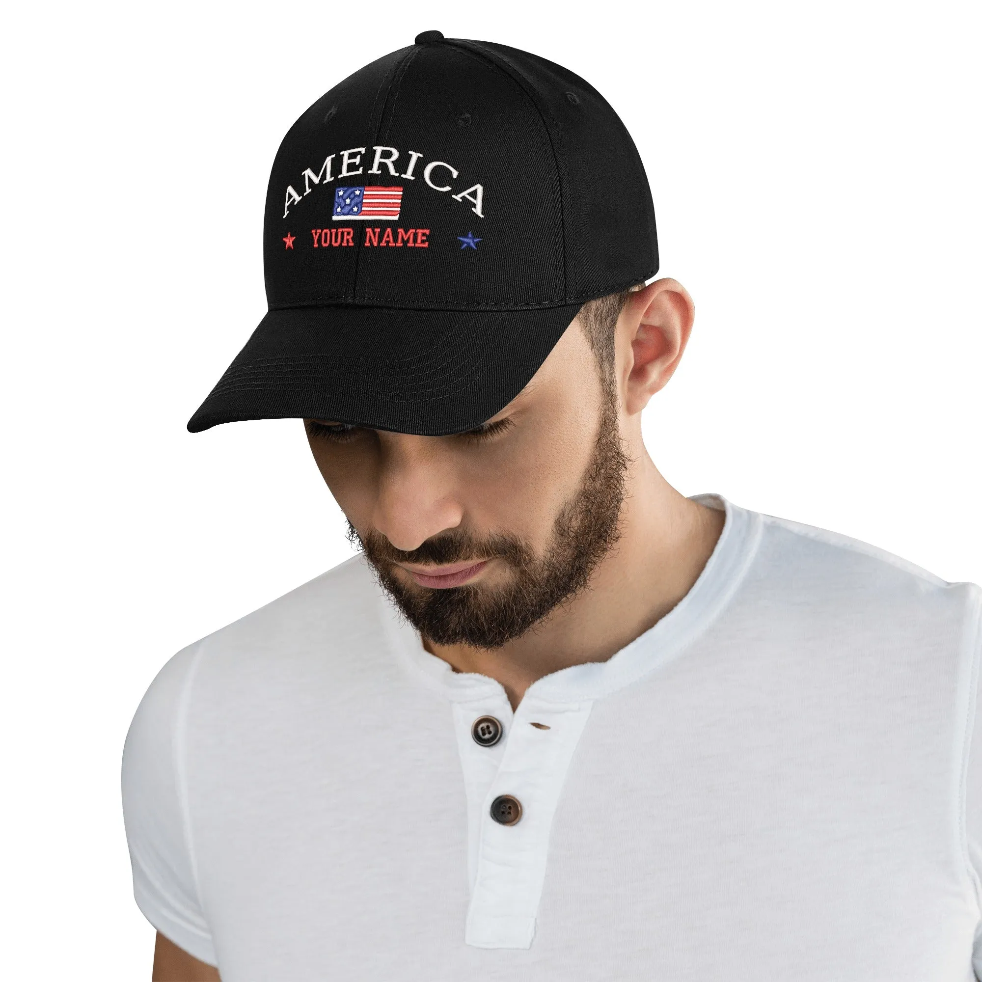Customizable Name American Embroidered Baseball Cap