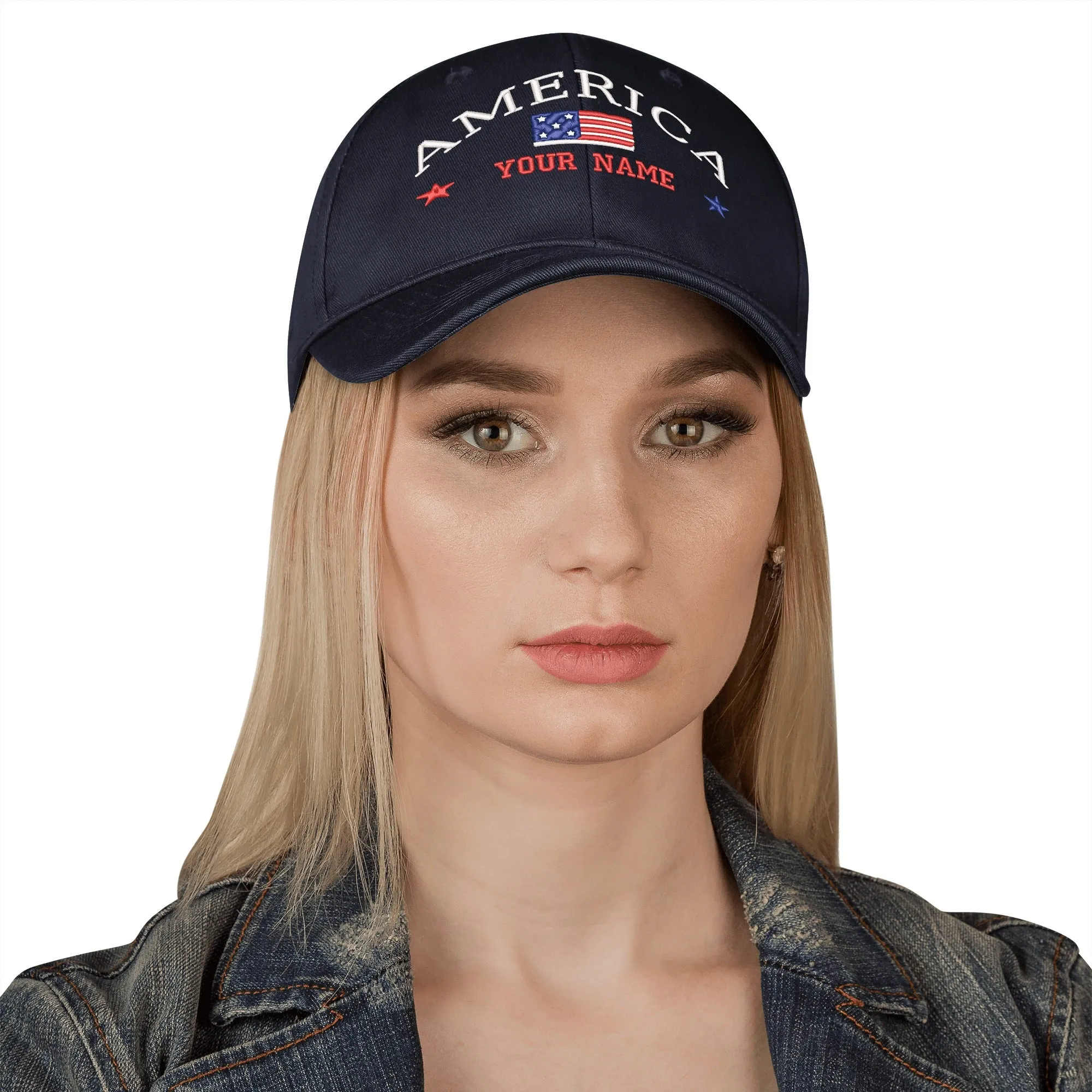 Customizable Name American Embroidered Baseball Cap