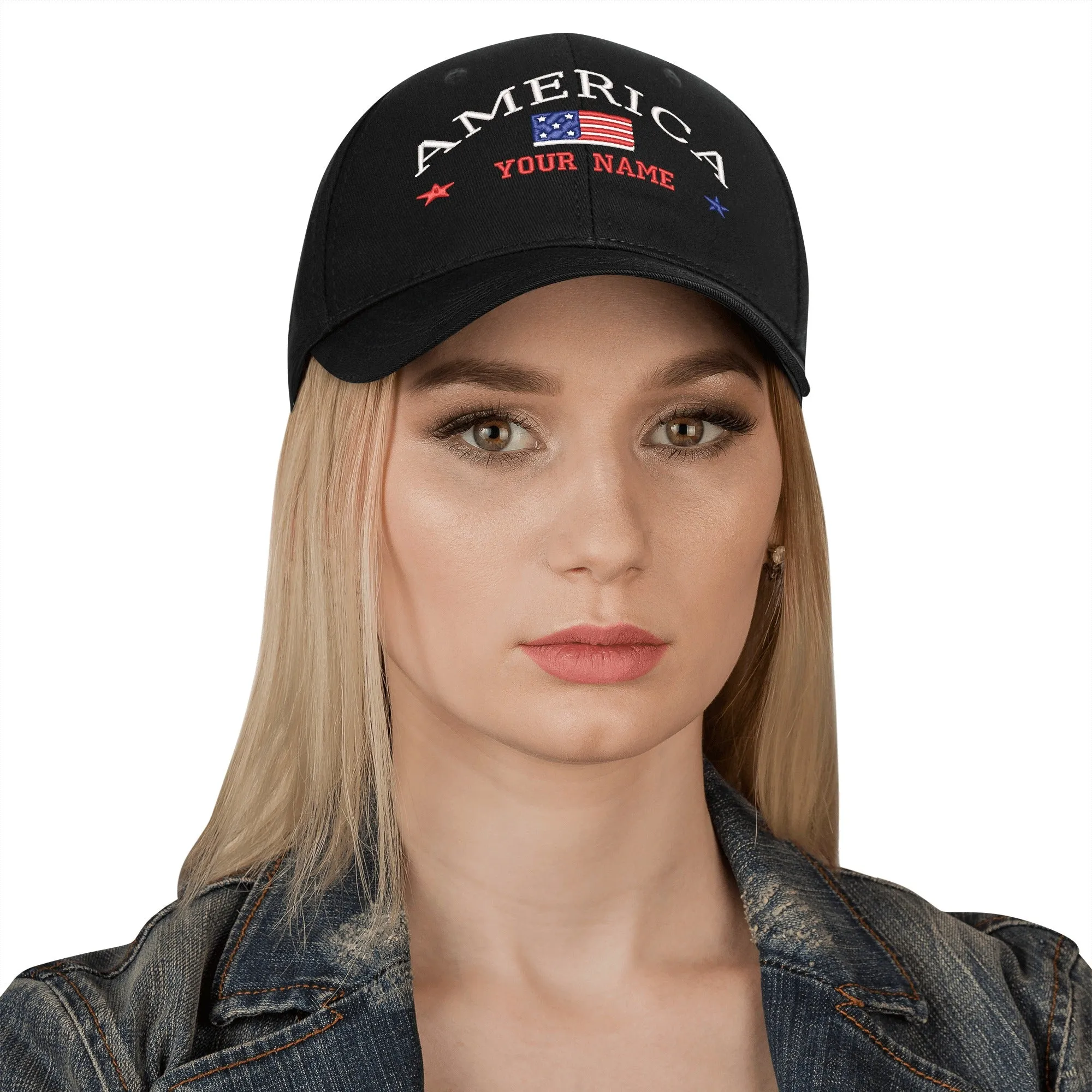 Customizable Name American Embroidered Baseball Cap