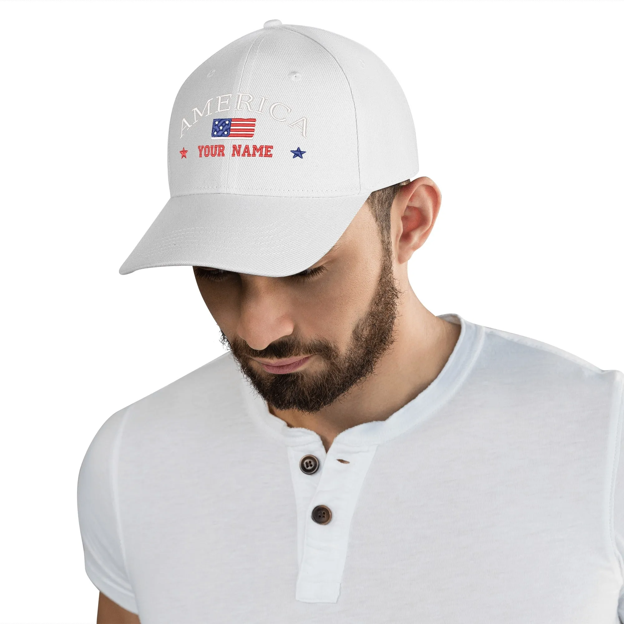 Customizable Name American Embroidered Baseball Cap