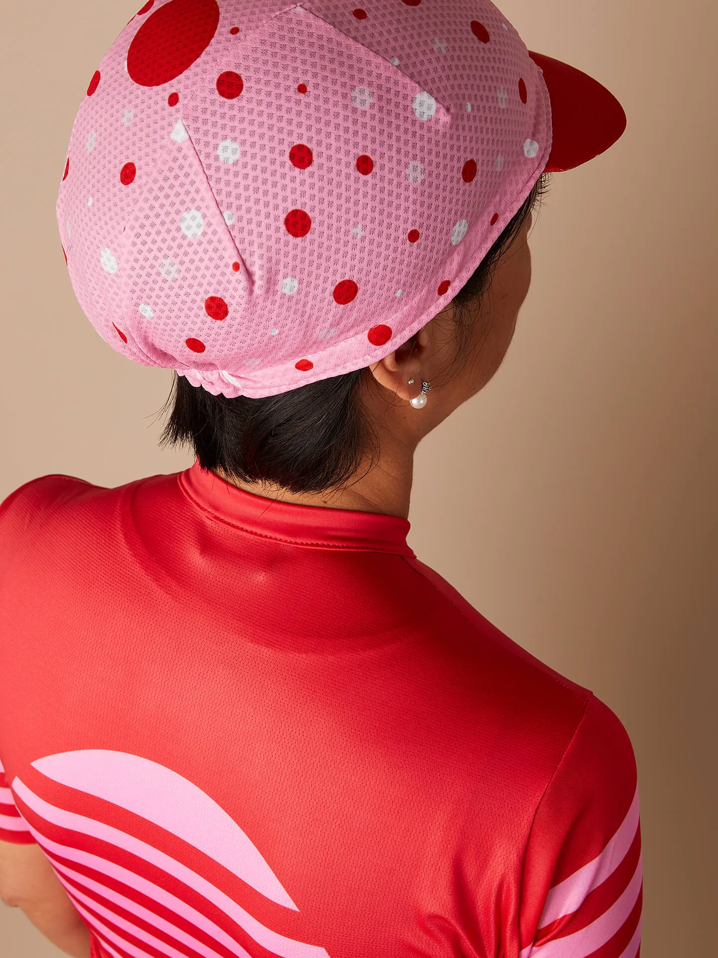 Cycling Cap — Tri-Summer Polka Dots Pink