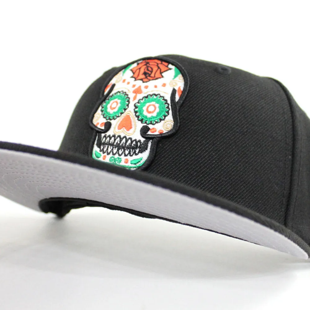 Day of the Dead SUGAR SKULL 59Fifty New Era Fitted Hat (Black Glow in the Dark Gray Under Brim)