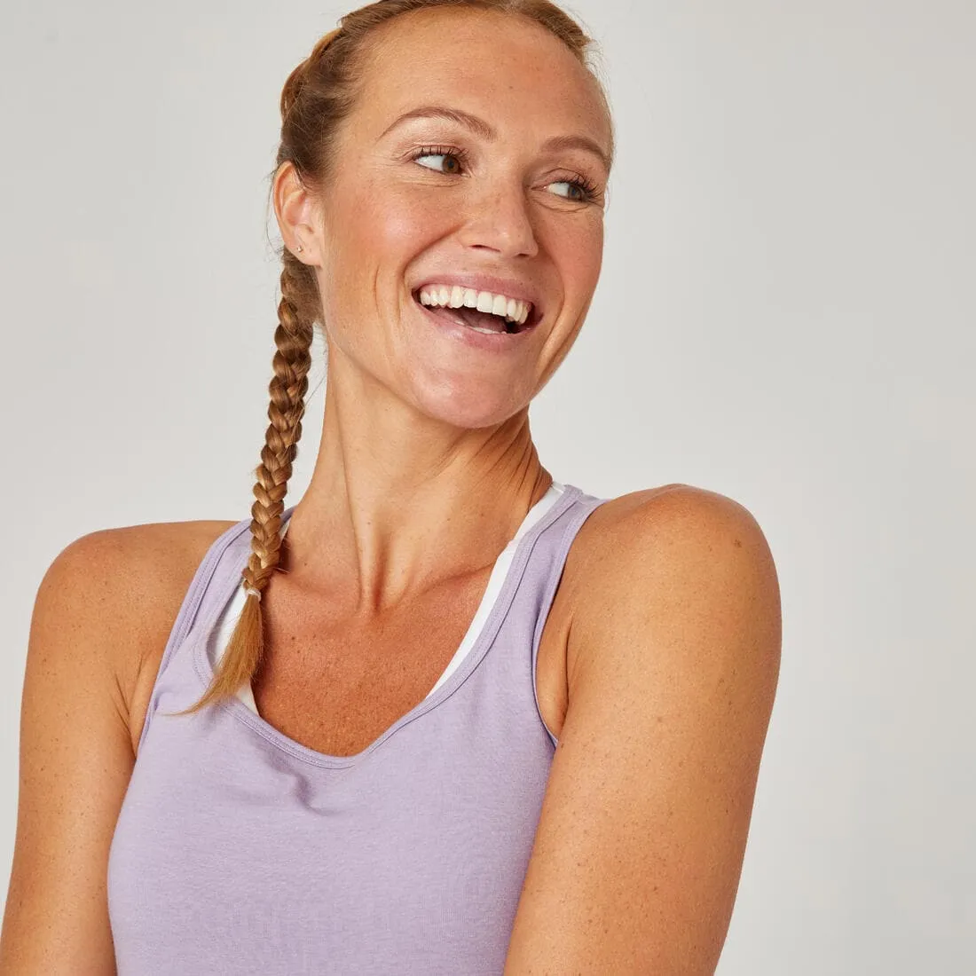 Débardeur slim col rond fitness femme