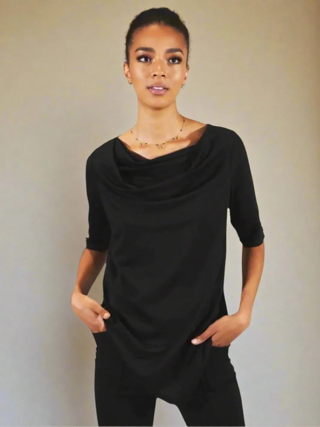 Draped Neck Stretch Tunic - The Wall