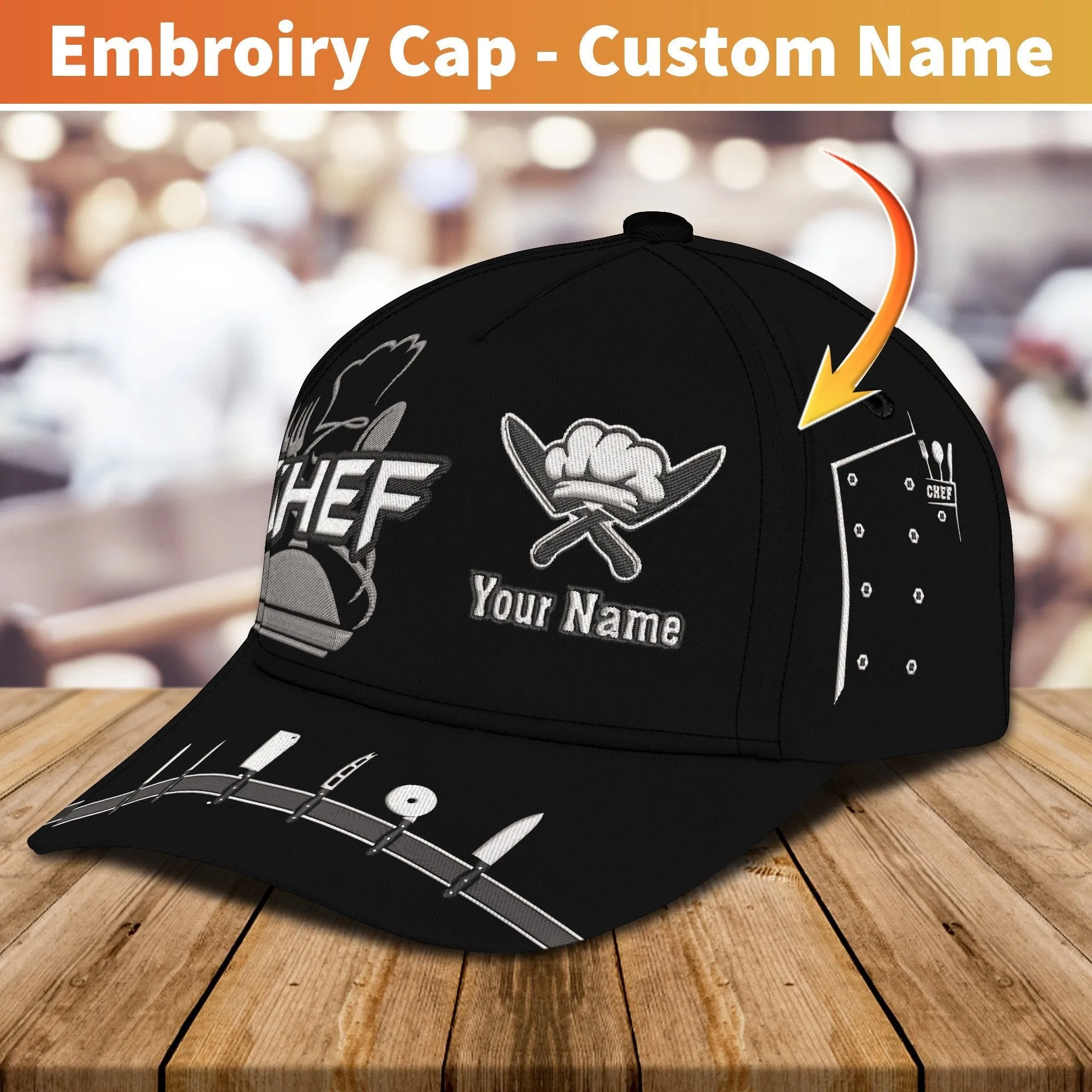 Embroidery Cap - Chef Cap Custom Cook Cap 3D Chef Classic Embroidery