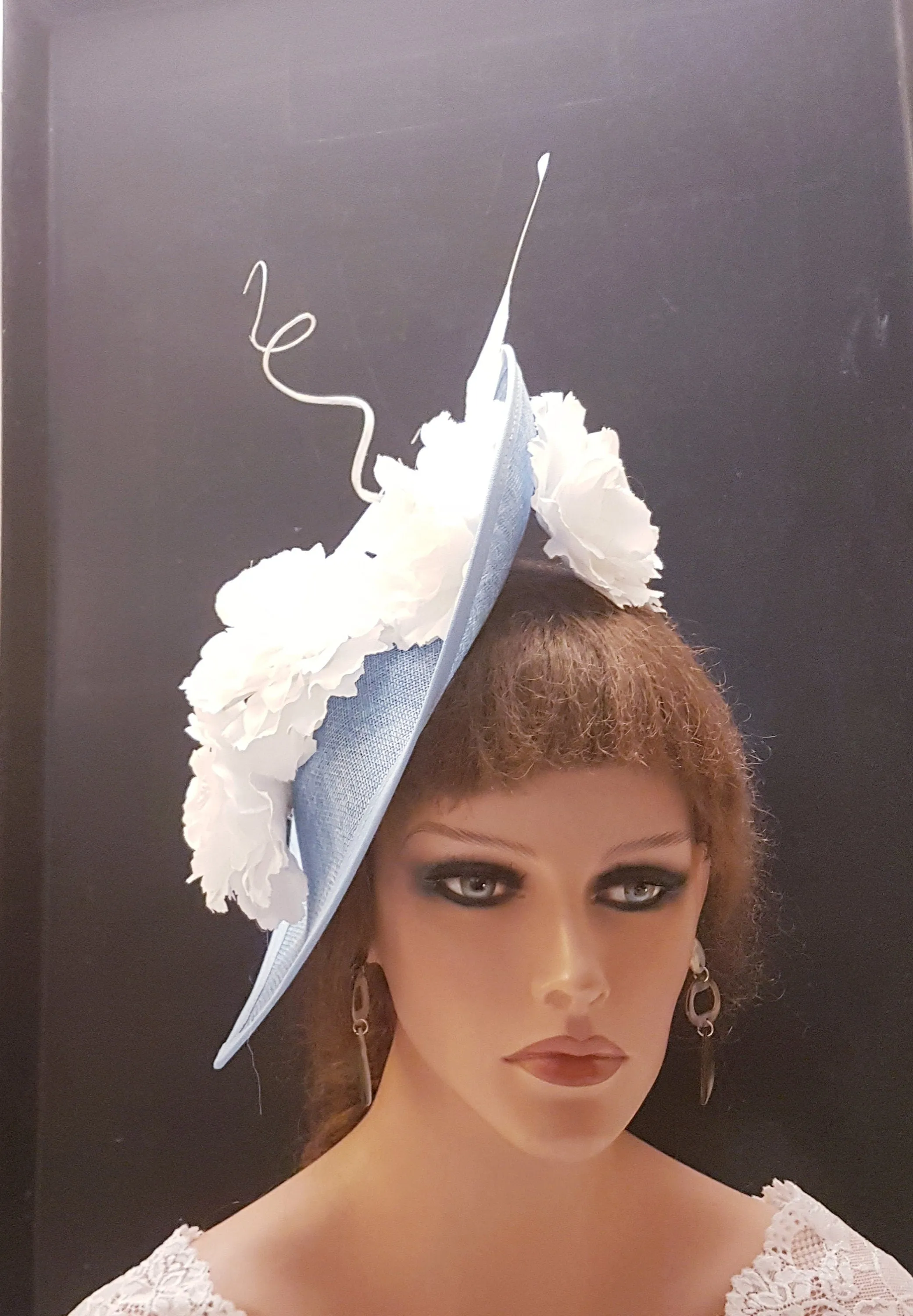 FASCINATOR, Blue Hat fascinator #BLUE & WHITE hat fascinator Wedding, Race,Cocktail hat, Ascot hat feather fascinator flower hat