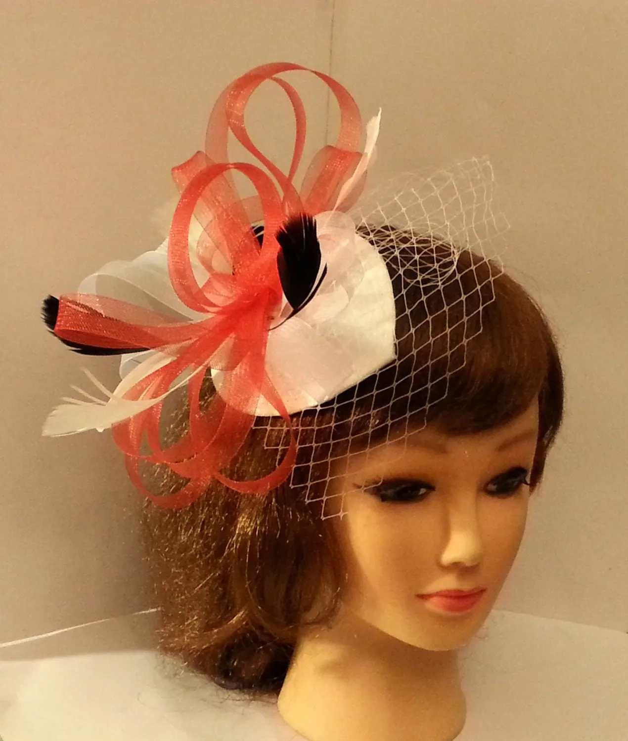 Fascinator Red and white hat fascinator Black and white fascinator ascot,Cocktail,Prom special occaion hat fascinator wedding hat fascinator