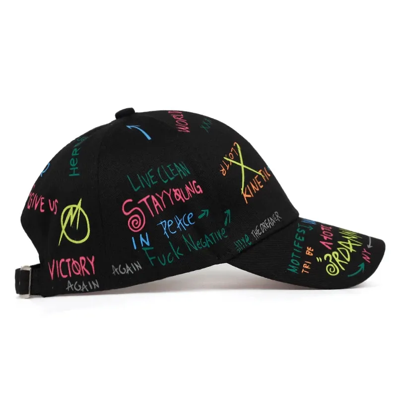Fashion Graffiti Printing Baseball Cap - Adjustable Hip Hop Street Hat for Spring Summer Outdoor Leisure, Unisex Caps