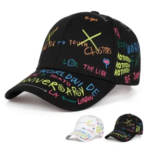 Fashion Graffiti Printing Baseball Cap - Adjustable Hip Hop Street Hat for Spring Summer Outdoor Leisure, Unisex Caps