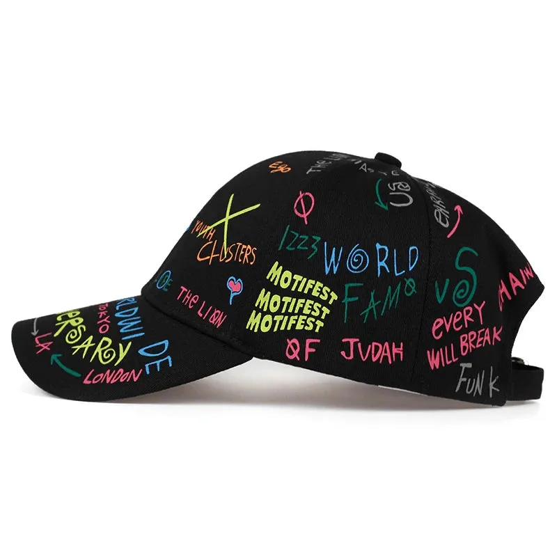 Fashion Graffiti Printing Baseball Cap - Adjustable Hip Hop Street Hat for Spring Summer Outdoor Leisure, Unisex Caps