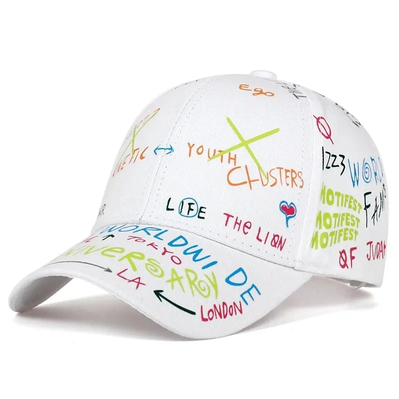 Fashion Graffiti Printing Baseball Cap - Adjustable Hip Hop Street Hat for Spring Summer Outdoor Leisure, Unisex Caps