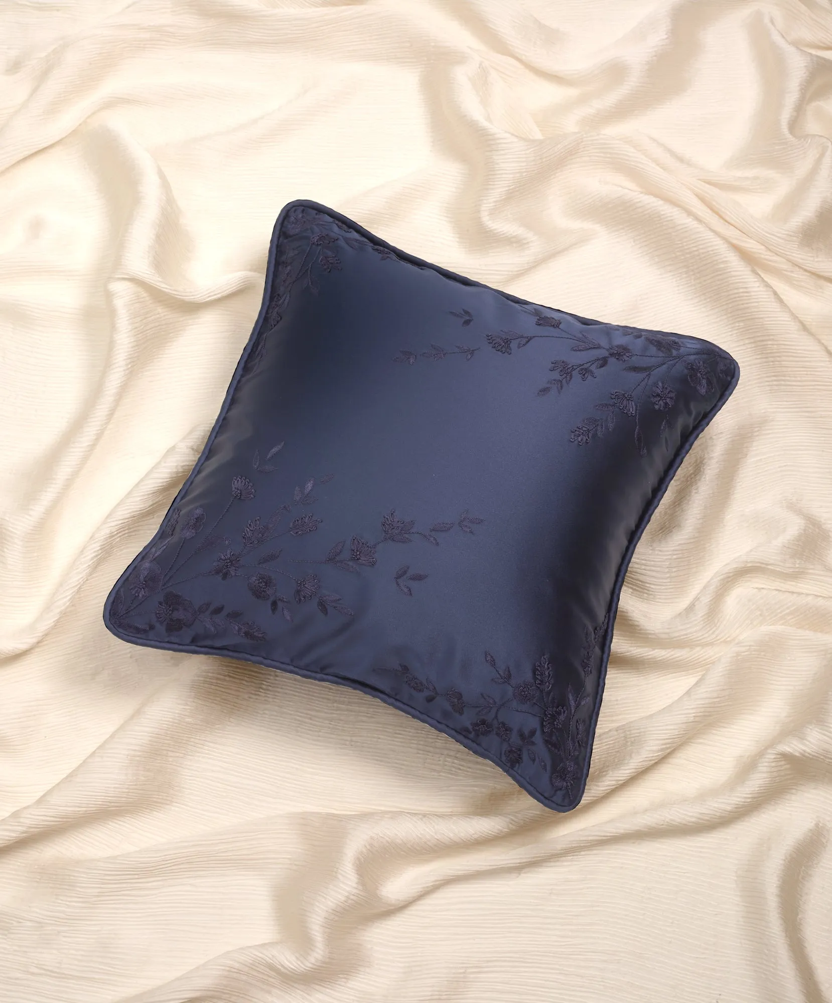 Hand-Embroidered Silk Pillow
